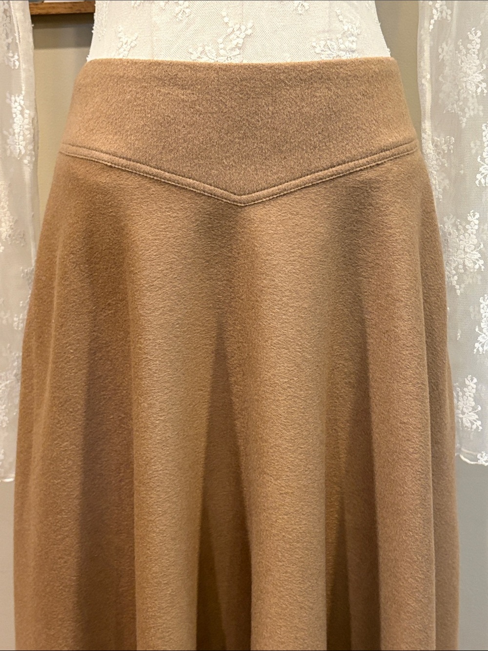Vintage Ralph Lauren Collection 2004 Camel Wool Flared Midi Skirt size 8 - Picture 5 of 16